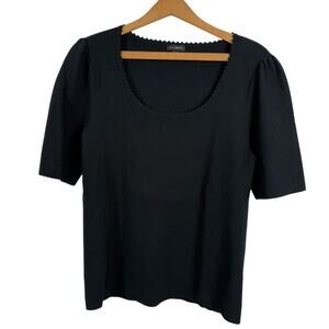 Talbots Women Black Scoop Neck Sweater Top Size Medium Preppy Classic Capsule